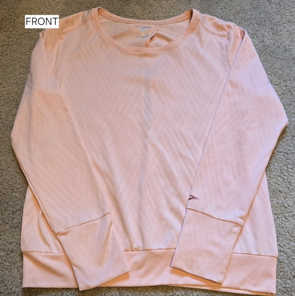 Brooks Women's Light Pink Long Sleeve Open Back Top